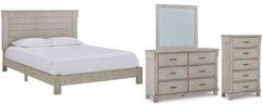 Signature Design by Ashley® Hollentown 5-Piece Whitewash Full Panel Bed Set
