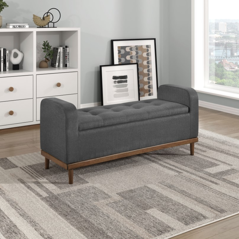 Homelegance® Brigitte Dark Gray Lift Top Storage Bench | Urner's ...