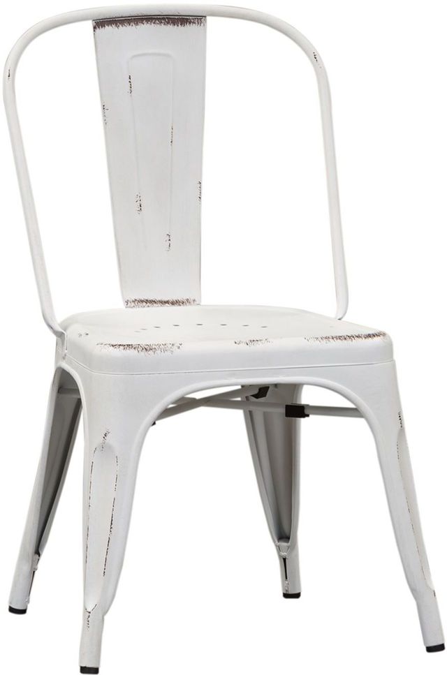 Liberty Furniture Vintage Antique White Distressed Metal Bow Back Side Chair-0