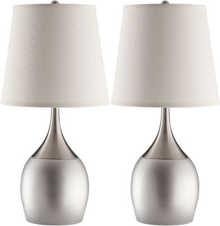 Coaster® Tenya Set of 2 Silver And Chrome Table Lamps