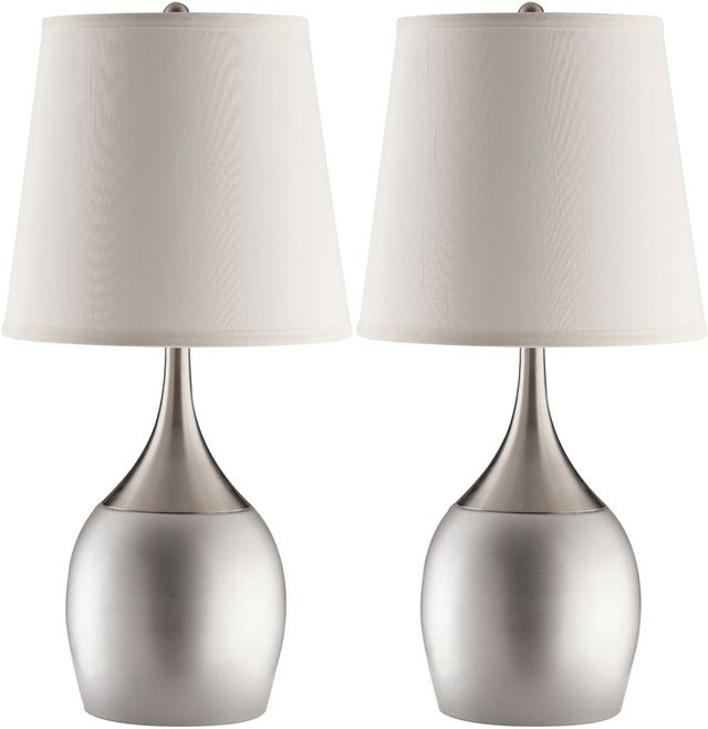 Coaster® Tenya Set of 2 Silver And Chrome Table Lamps 0