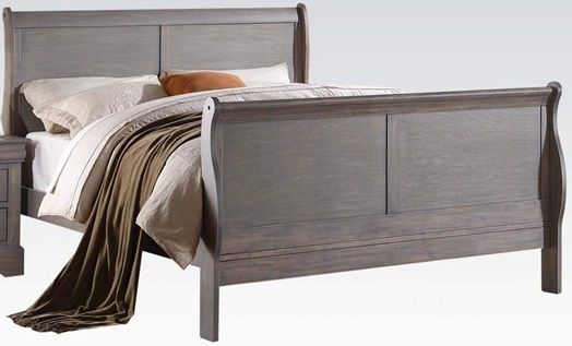 Louis Philippe III Sleigh Bed (Platinum) by Acme Furniture