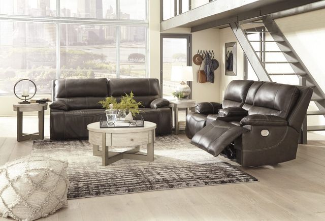 Signature Design by Ashley® Ricmen Walnut Power Reclining Loveseat with Console 8