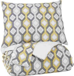 Signature Design by Ashley® Mato Gray/White/Yellow Queen Comforter Set