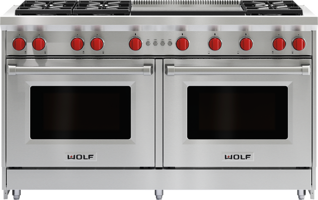Wolf® 60" Stainless Steel Pro Style Gas Range 1