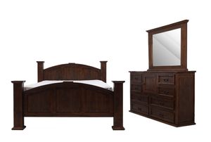 Vintage Furniture Mansion Walnut 3 Piece Queen Bedroom Set