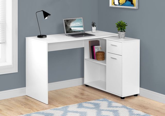 Monarch Specialties Inc. White 46" Computer Desk With A Storage Cabinet 1