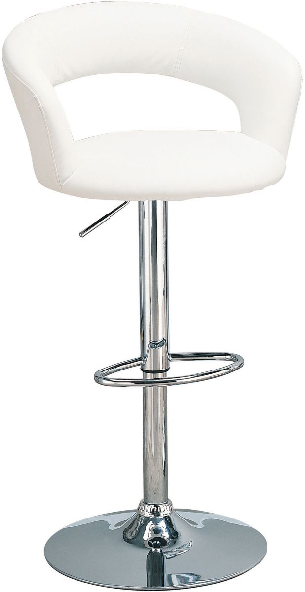 Coaster® White And Chrome Adjustable Bar Stool