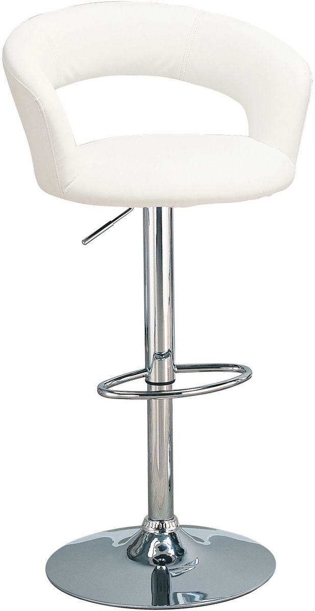 Coaster® White And Chrome 29″ Adjustable Height Bar Stool-0
