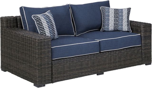 Signature Design by Ashley® Grasson Lane Brown/Blue Loveseat with Cushion-0