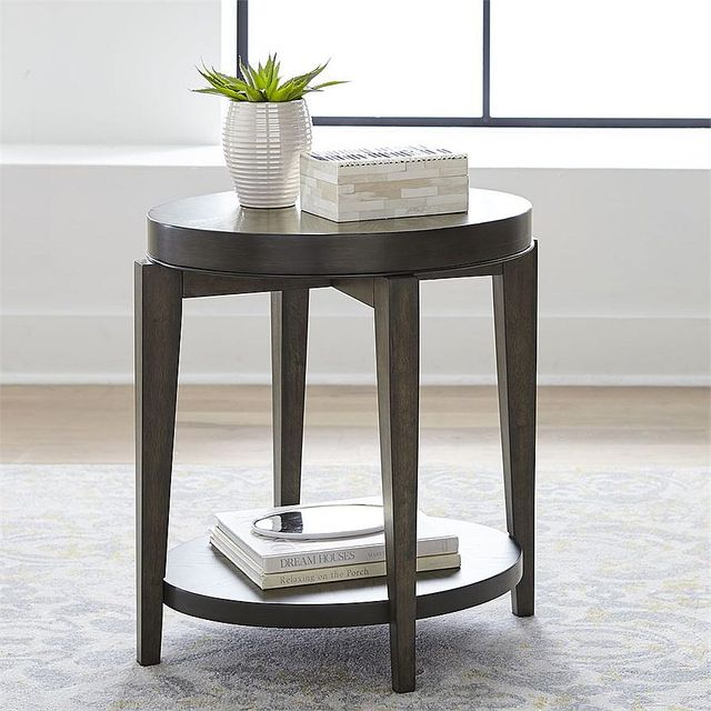Liberty Furniture Penton Espresso Stone Oval Chair Side Table-5