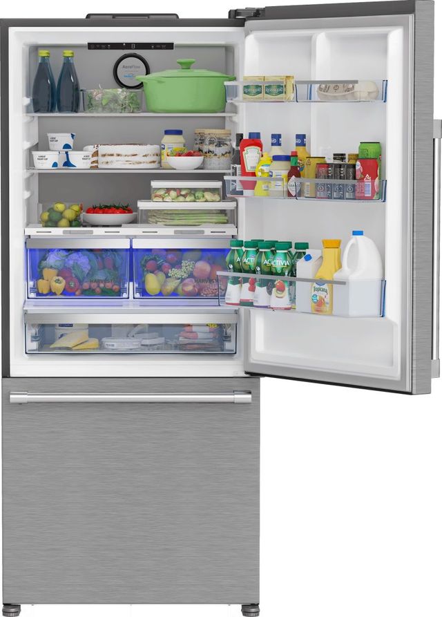 FLOOR MODEL Beko 30 in. 16.1 Cu. Ft. Fingerprint-Free Stainless Steel Counter Depth Bottom Freezer Refrigerator-3