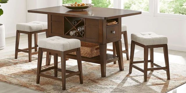 Walstead Place Counter Height Table and 4 Beige Kyoto Stools-0