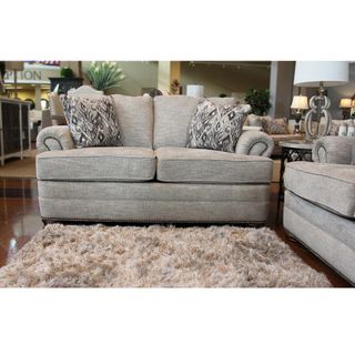 England Furniture Knox Handwoven Linen Loveseat with Tribecca Graphite Pillows