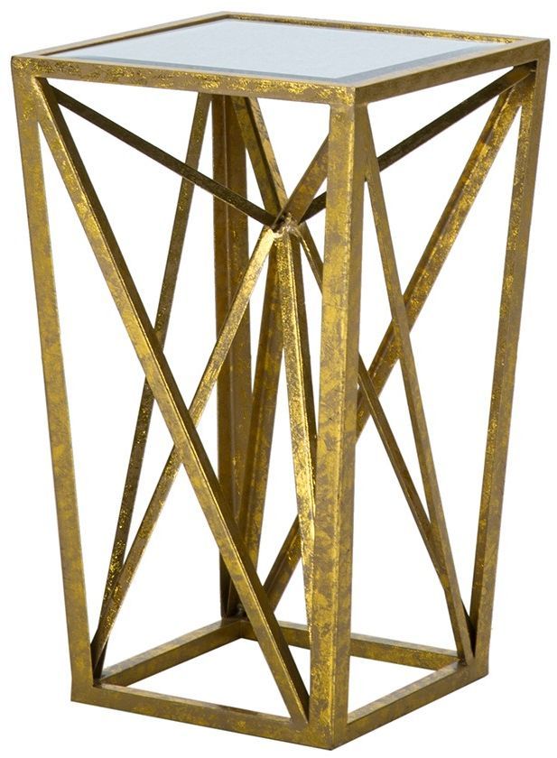 Olliix by Madison Park Gold Zee Angular Mirror Accent Table-0