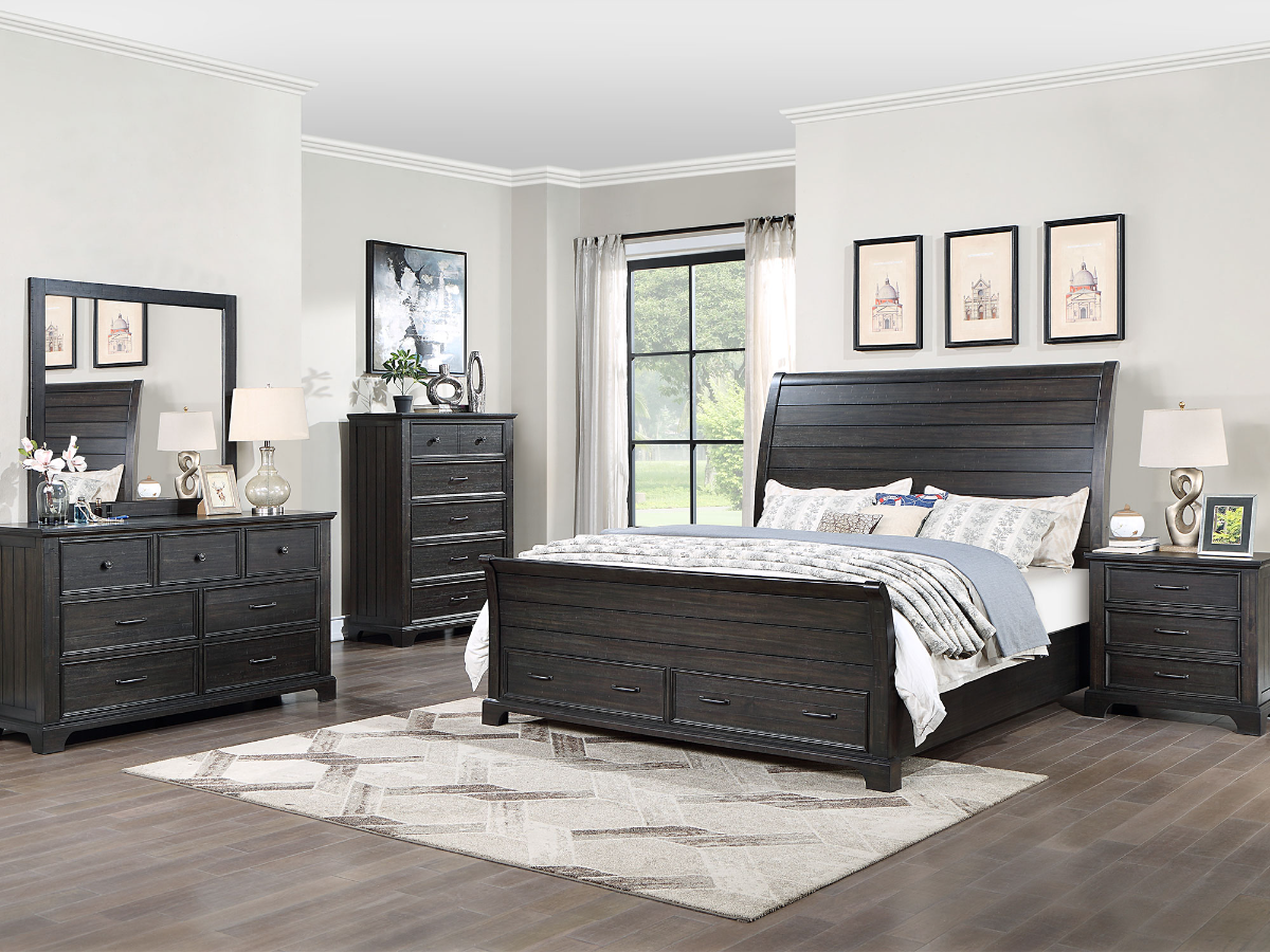 All black king online size bedroom sets