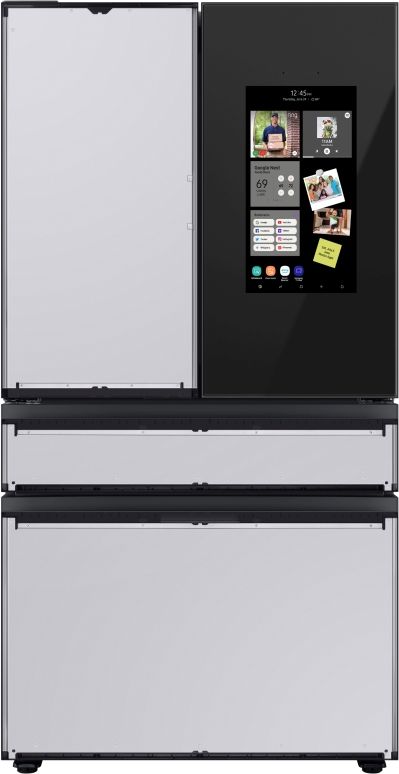 Samsung Bespoke 23 Cu. Ft. Charcoal Glass/Custom Panel Ready French Door Refrigerator with Family Hub™ 9