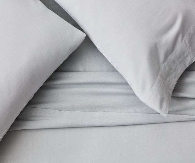 Malouf® Linen-Weave Cotton Fog Queen Pillowcases 1