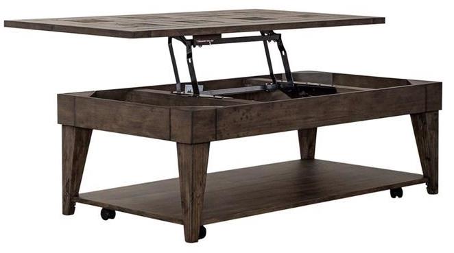 Liberty Furniture Arrowcreek Weathered Stone Lift Top Cocktail Table