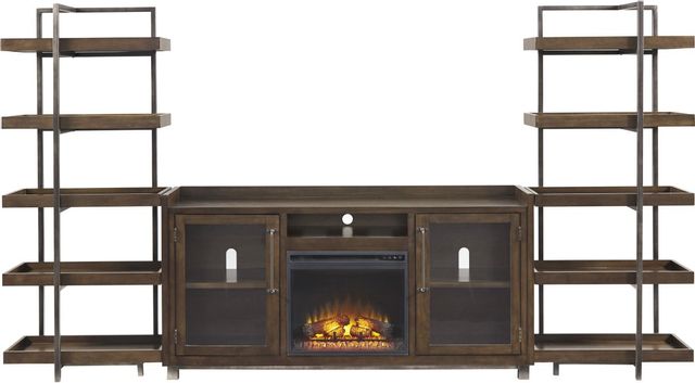 Signature Design by Ashley® Starmore 3-Piece Brown/Gunmetal Wall Unit with Electric Fireplace