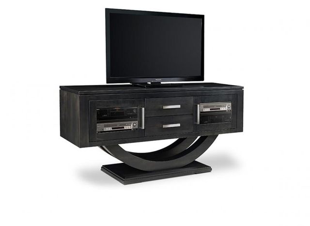 Handstone Contempo Pedestal 64” HDTV Cabinet with 2 Drawers and Glass Doors 1