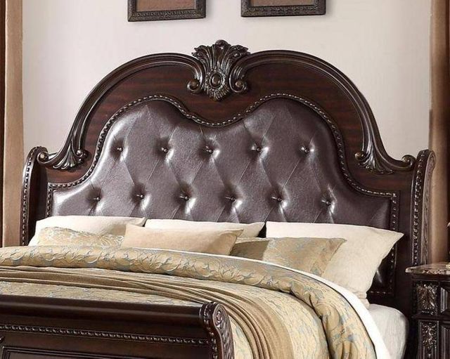 Crown Mark Stanley Cherry King Sleigh Bed-2