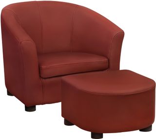 Monarch Specialties Inc. 2 Piece Red Leather Look Juvenile Chair Set