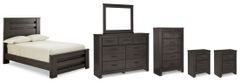 Signature Design by Ashley® Brinxton 6-Piece Charcoal Full Panel Bed with Mirrored Dresser, Chest and 2 Nightstands Set
