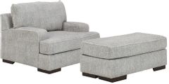 Benchcraft® Mercado 2-Piece Pewter Chair and Ottoman Set