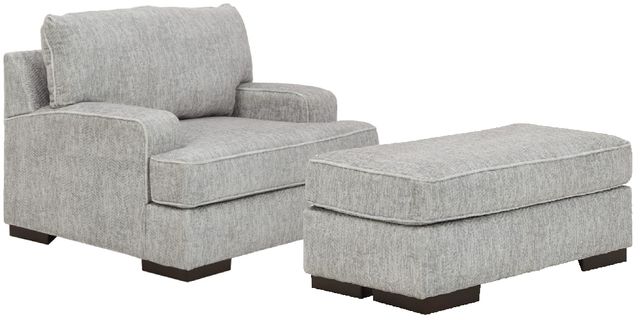 Benchcraft® Mercado 2-Piece Pewter Chair and Ottoman Set-0