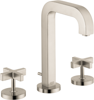 AXOR® Citterio 1.2 GPM Brushed Nickel Widespread Faucet 170 with Cross Handles and Pop Up Drain