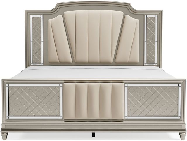 Signature Design by Ashley® Chevanna Platinum King Upholstered Panel Bed-2