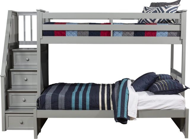 Hillsdale Furniture Schoolhouse Gray Twin/Full Youth Stair Bunk Bed-1