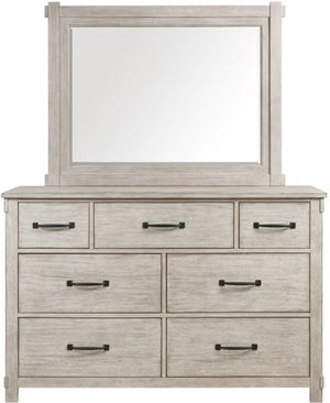Elements International Scott White Dresser with Mirror Set