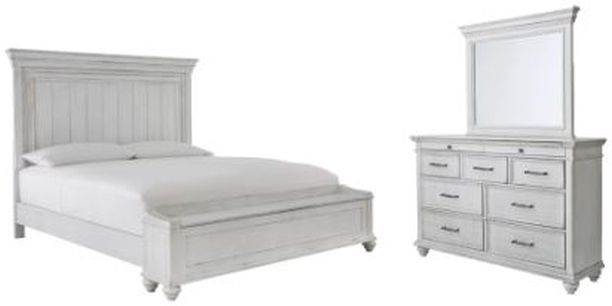 Benchcraft® Kanwyn 3-Piece Whitewash Queen Panel Bed Set