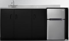 Summit® 72" Black and Stainless Steel All-In-One Kitchenette