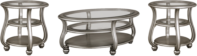Signature Design by Ashley® Coralayne 3-Piece Silver Finish Living Room Table Set 0