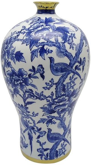 A & B Home Blue/Gold/White Vase