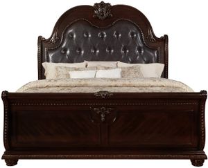 Crown Mark Stanley Brown Queen Upholstered Sleigh Bed