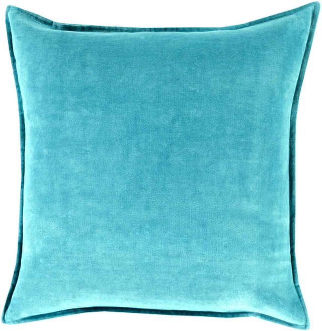 Surya Cotton Velvet Aqua 22"x22" Pillow Shell with Down Insert-0
