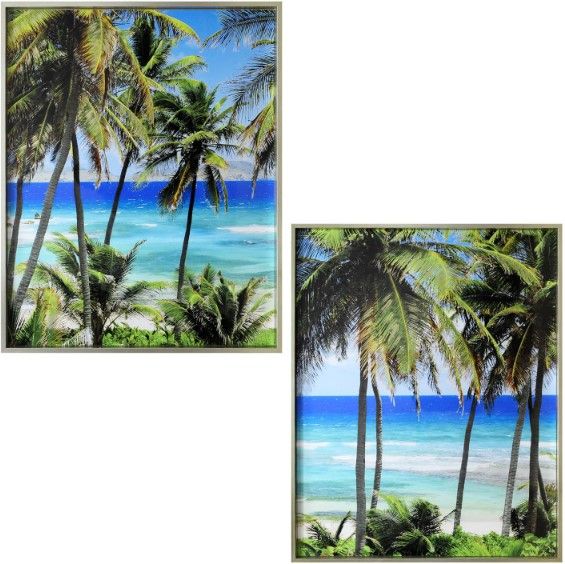 Crestview Collection Tropical 2-Piece Blue/Green Wall Art Set ...