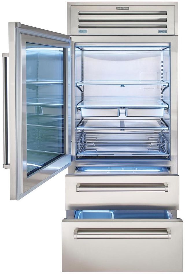Sub-Zero® PRO Series 22.7 Cu. Ft. Stainless Steel Frame Bottom Freezer Refrigerator 1