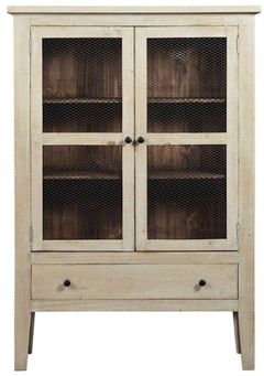 Progressive® Furniture Isabella Washed Linen and Pine Display Cabinet