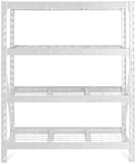 Gladiator® 60" White Wide Heavy Duty Rack with Four 18" Deep Shelves