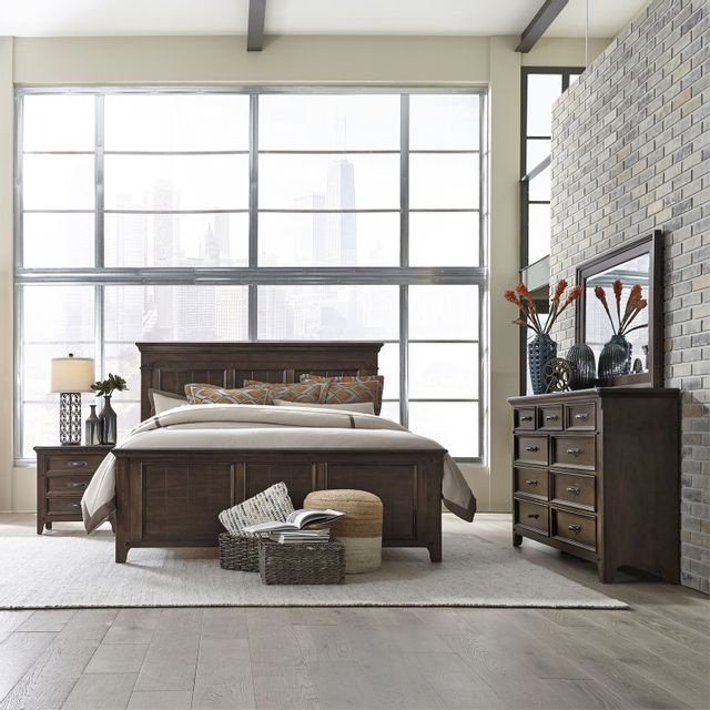 Liberty Furniture Saddlebrook 4 Piece Dark Brown King Bedroom Set-0
