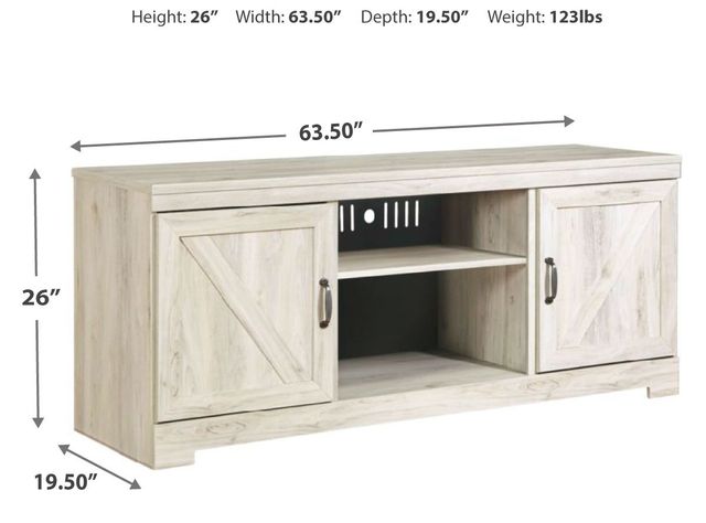 Signature Design by Ashley® Bellaby Whitewash Large TV Stand with Fireplace Option 3