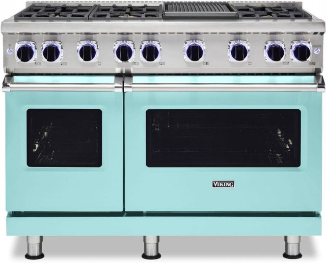 Viking® 7 Series 48" Bywater Blue Pro Style Natural Gas Range with 12" Reversible Griddle