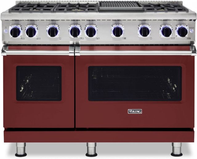 Viking® 7 Series 48" Reduction Red Pro Style Liquid Propane Range with 12" Reversible Griddle