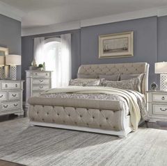 Liberty Abbey Park 5-Piece Antique White Queen Upholstered Sleigh Bed Set