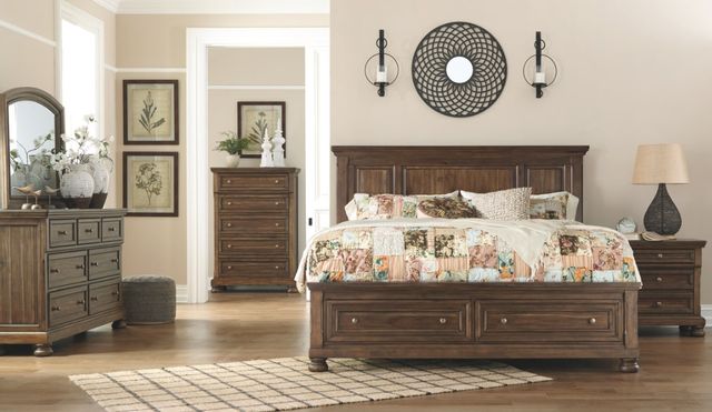 Signature Design by Ashley® Flynnter 5-Piece Medium Brown King Panel Bed Set 5
